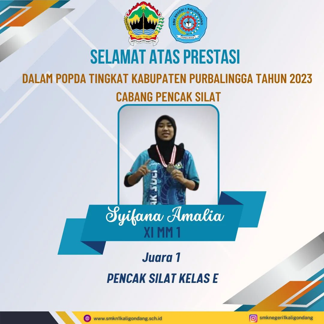 Juara 1 Pencak Silat kelas E dalam POPDA Kabupaten Purbalingga 2023
